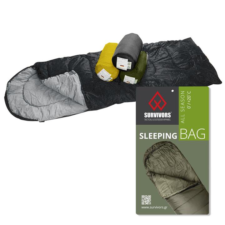 Υπνόσακος All Season 0/+20 °C ( 200gr ) Survivors Μαύρο