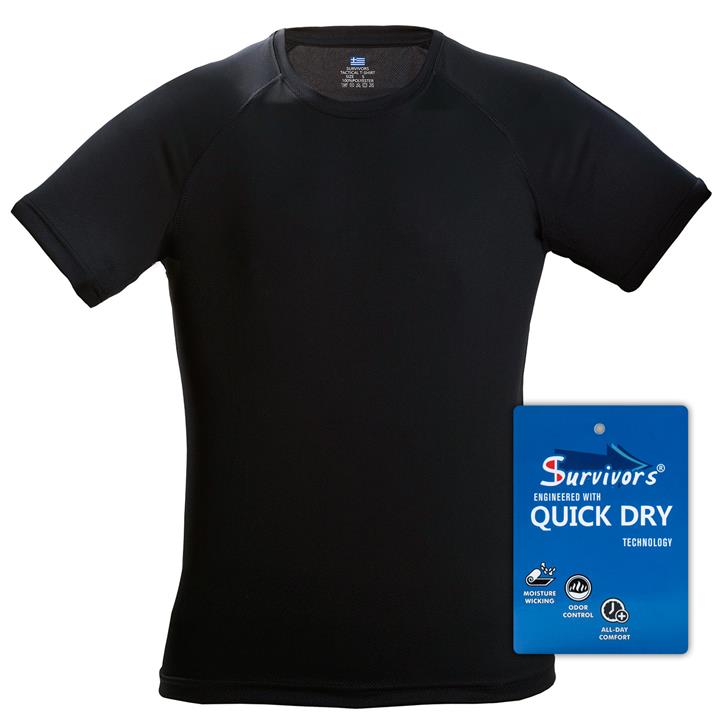 Μπλουζάκι Τ-Shirt Quick Dry Survivors μονόχρωμο S - XXL (Μαύρο)